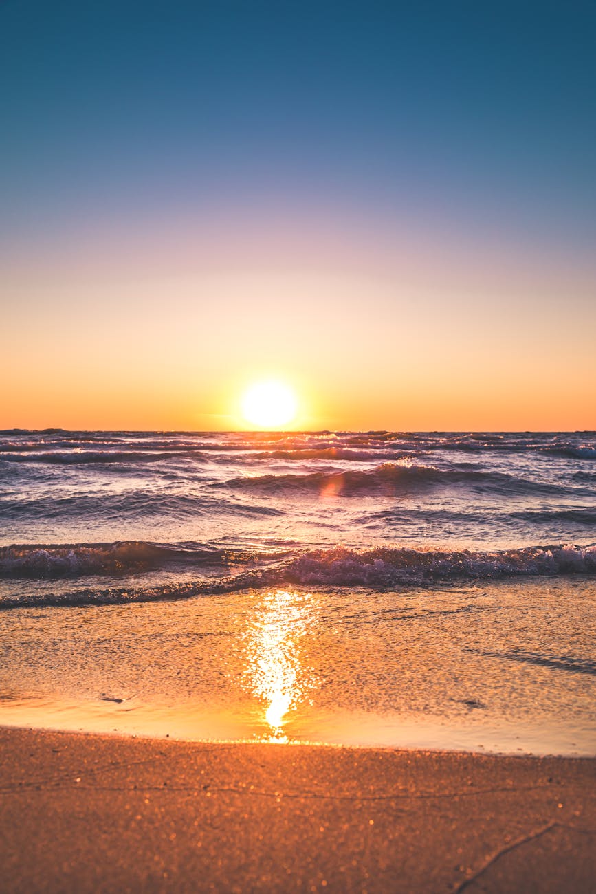 scenic view of ocean during sunset